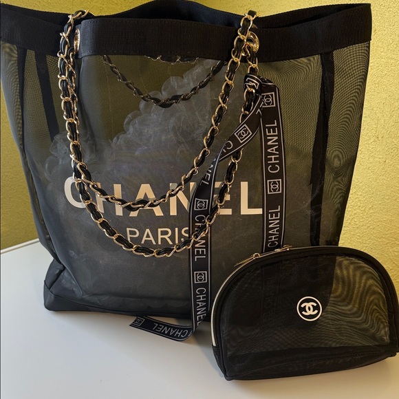 CHANEL Black Mesh Paris Tote - Picture 2 of 11